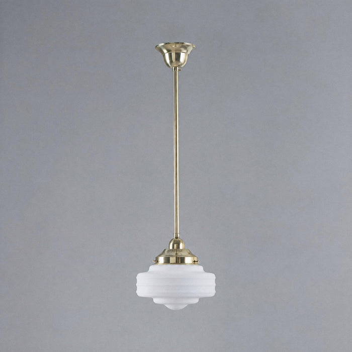 Single Rod Pendant Brass With 8" Detroit Opal Matt Glass - 3000253