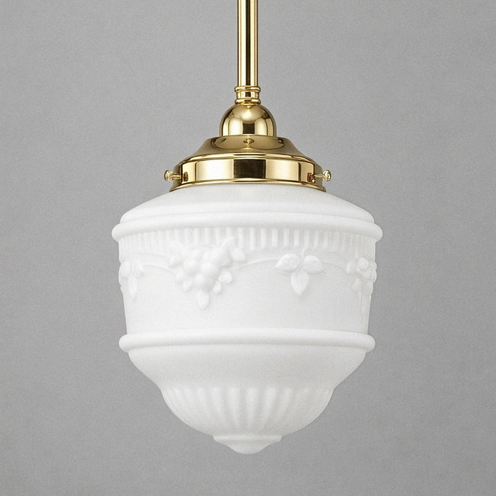 Single Rod Pendant Brass With 8" Senator Opal Matt Glass - 3000257