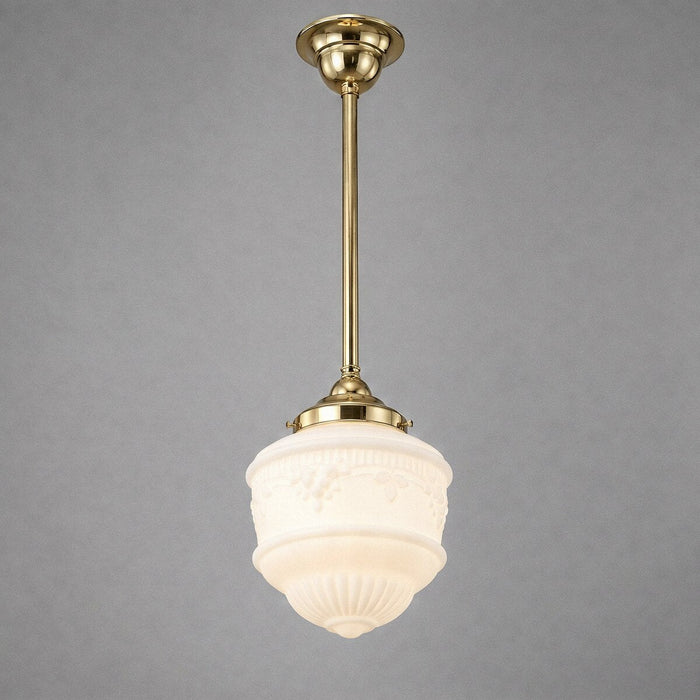 Single Rod Pendant Brass With 8" Senator Opal Matt Glass - 3000257