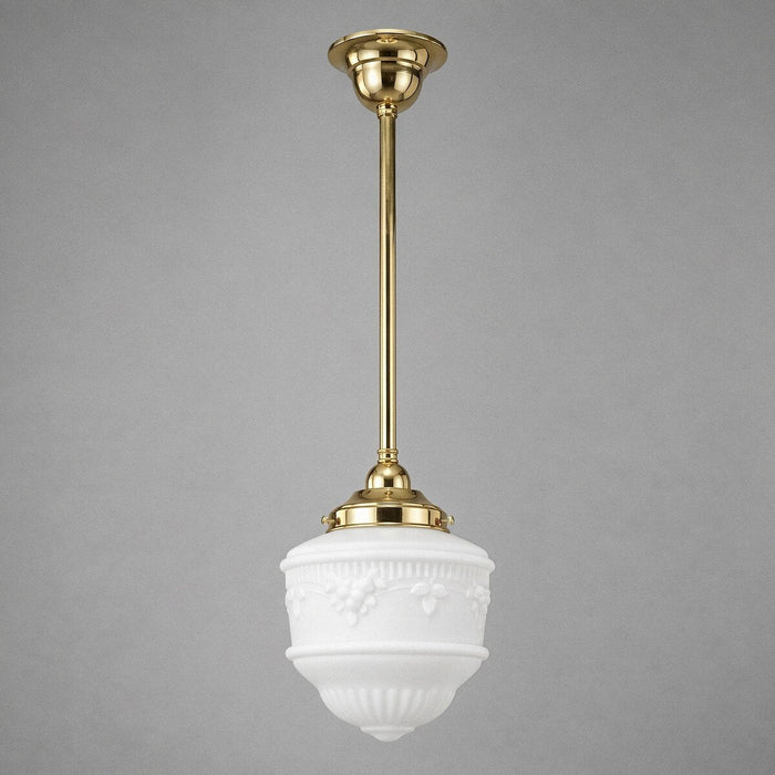 Single Rod Pendant Brass With 8" Senator Opal Matt Glass - 3000257