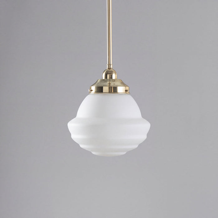 Single Rod Pendant Brass With 9" Parkville Opal Matt Glass - 3000265