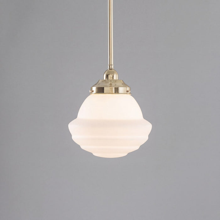 Single Rod Pendant Brass With 9" Parkville Opal Matt Glass - 3000265