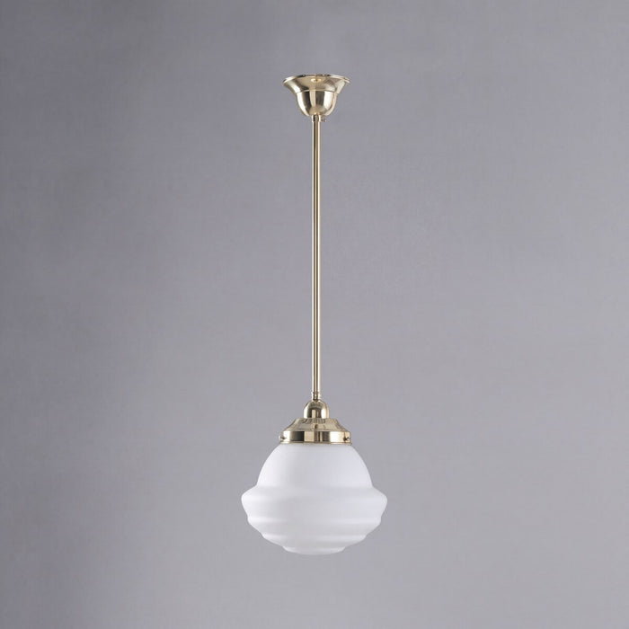 Single Rod Pendant Brass With 9" Parkville Opal Matt Glass - 3000265