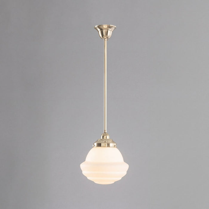 Single Rod Pendant Brass With 9" Parkville Opal Matt Glass - 3000265