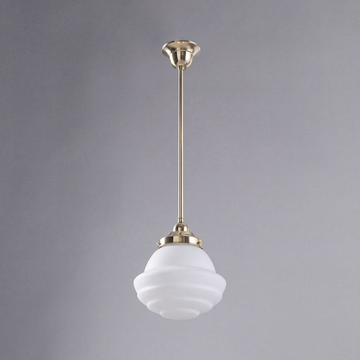 Single Rod Pendant Brass With 9" Parkville Opal Matt Glass - 3000265