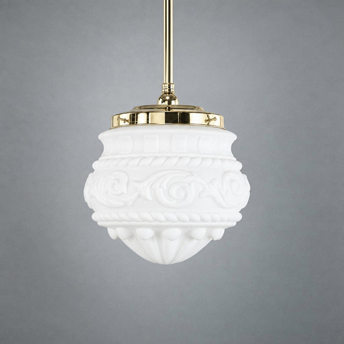 Single Rod Pendant Brass With 12" Premier Opal Matt Glass - 3000280