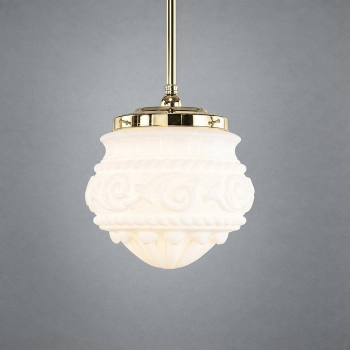 Single Rod Pendant Brass With 12" Premier Opal Matt Glass - 3000280