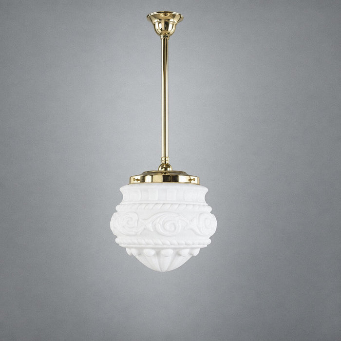 Single Rod Pendant Brass With 12" Premier Opal Matt Glass - 3000280
