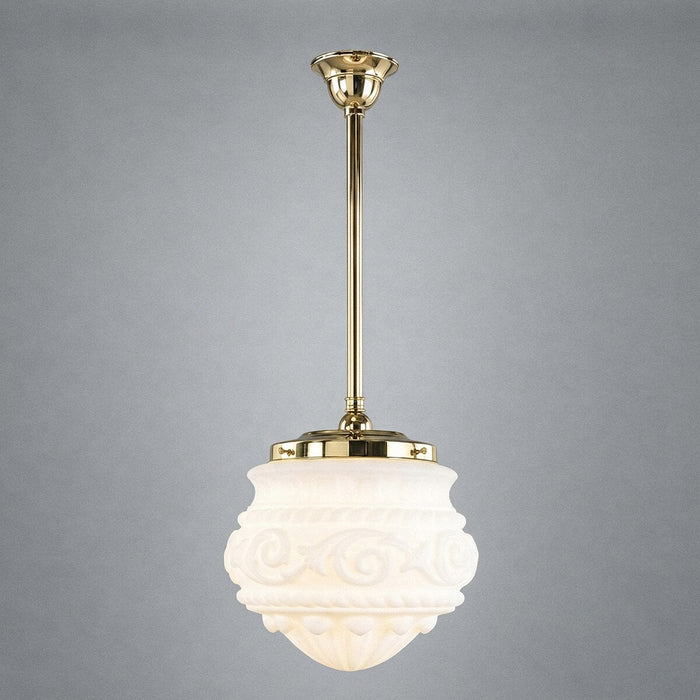 Single Rod Pendant Brass With 12" Premier Opal Matt Glass - 3000280
