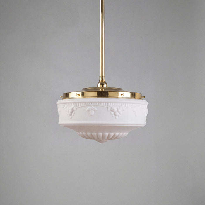 Single Rod Pendant Brass With 14" Senator Opal Matt Glass - 3000285