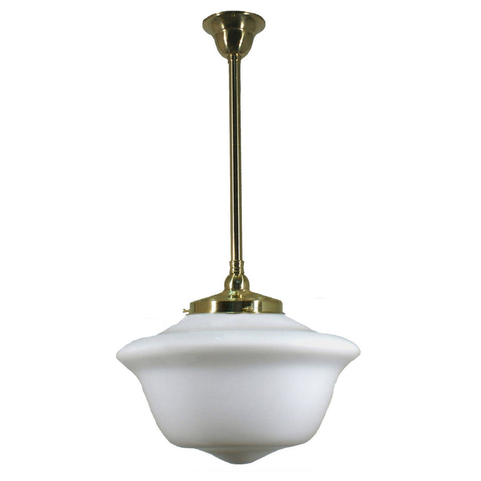 Single Rod Pendant Brass With 16" Victorian Schoolhouse Opal Matt Glass - 3000287