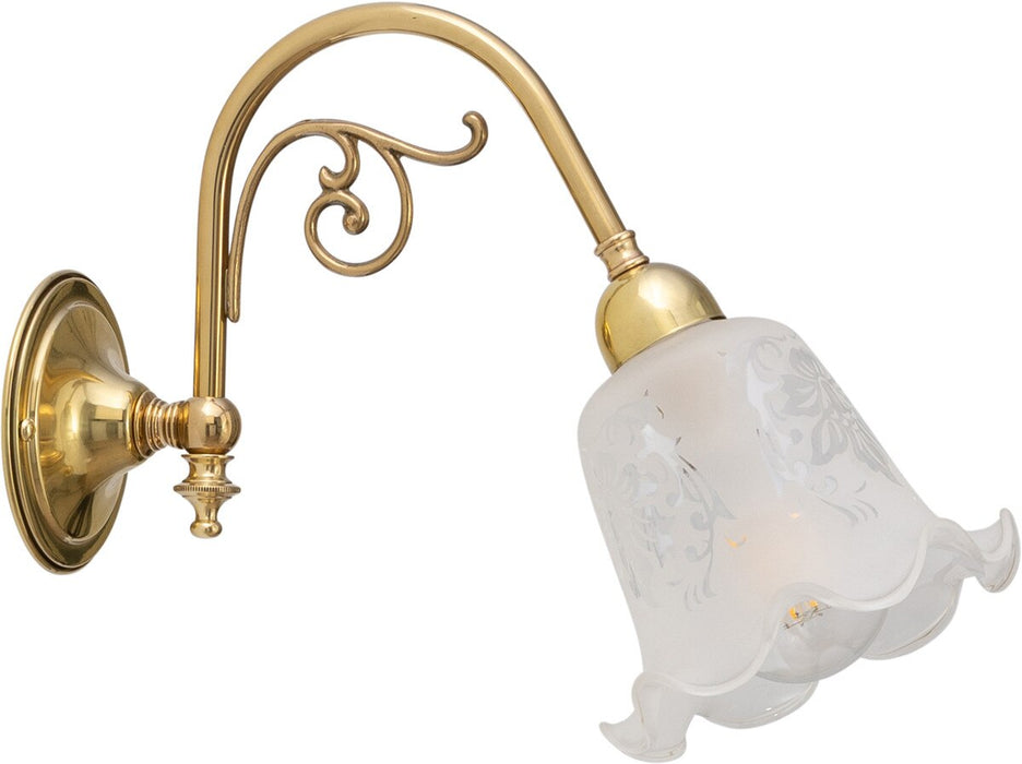 Victoriana Wall Light Brass With 5008 Frost Etched Glass - 3000316