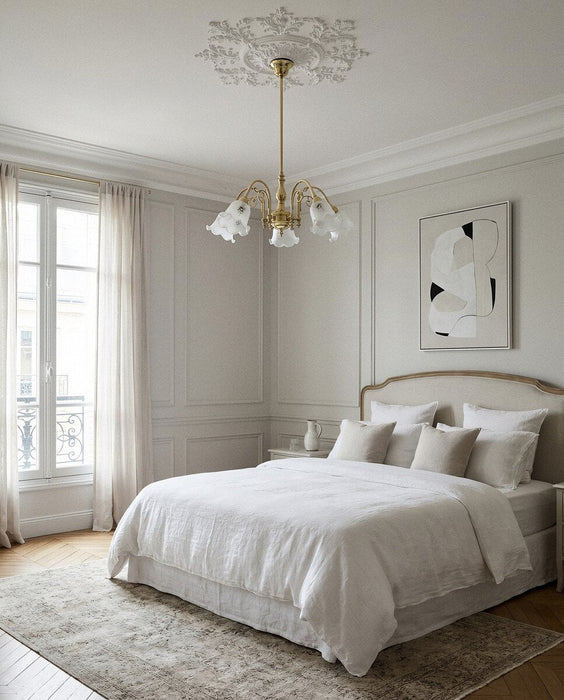Victoriana 5 Light Brass Pendant With 5008 Frost Etched Glass - 3000324