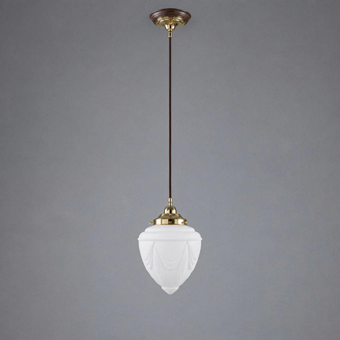 Single Cord Pendant Brass With 8" Empire Opal Matt Glass - 3001111