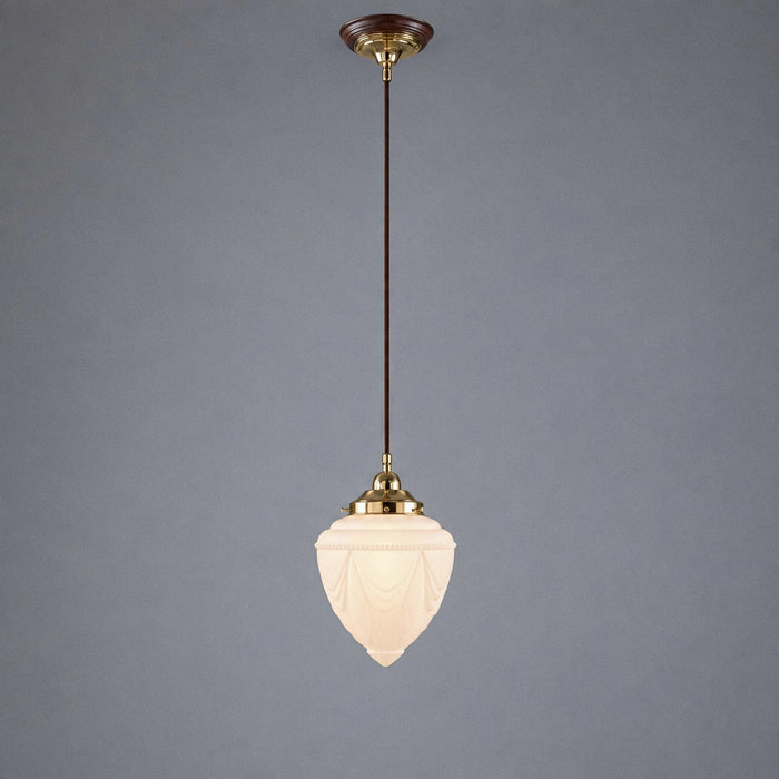 Single Cord Pendant Brass With 8" Empire Opal Matt Glass - 3001111