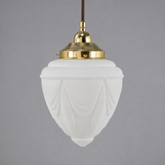 Single Cord Pendant Brass With 8" Empire Opal Matt Glass - 3001111