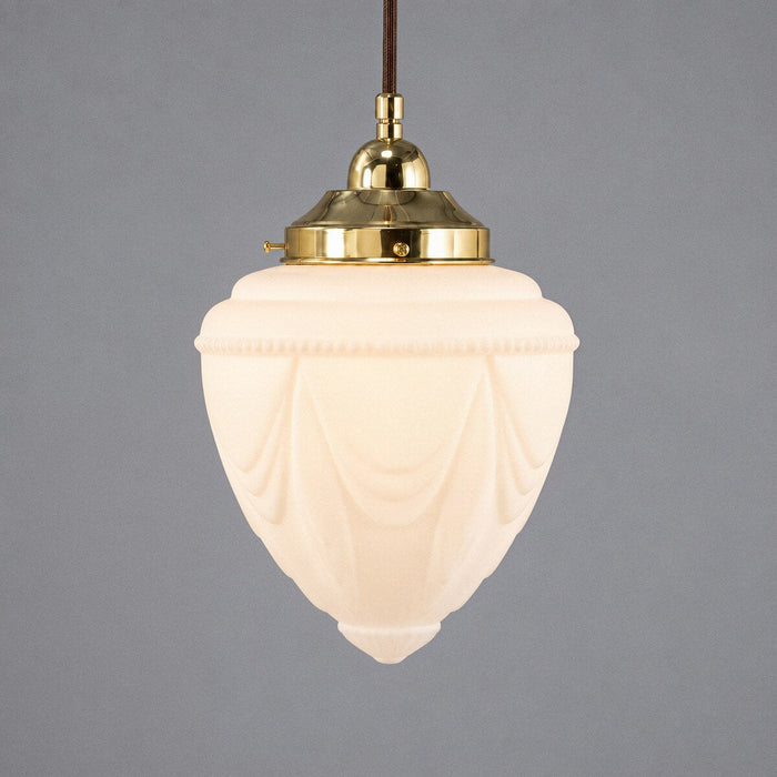 Single Cord Pendant Brass With 8" Empire Opal Matt Glass - 3001111