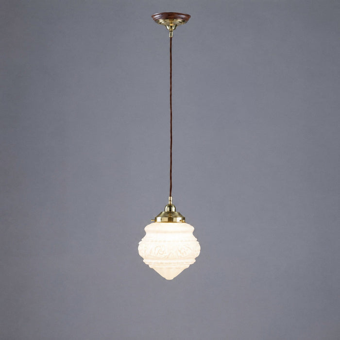 Single Cord Pendant Brass With 8" Premier Opal Matt Glass - 3001113