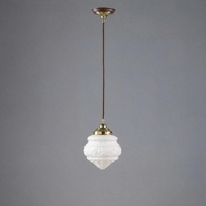 Single Cord Pendant Brass With 8" Premier Opal Matt Glass - 3001113