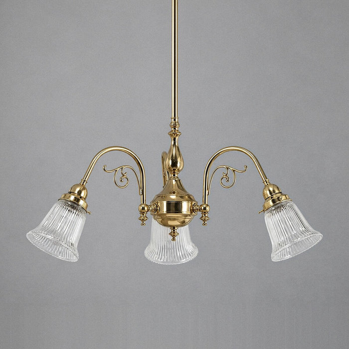 Victoriana 3 Light Pendant Light with Zipper Shade Polished Brass & Clear - 3001280