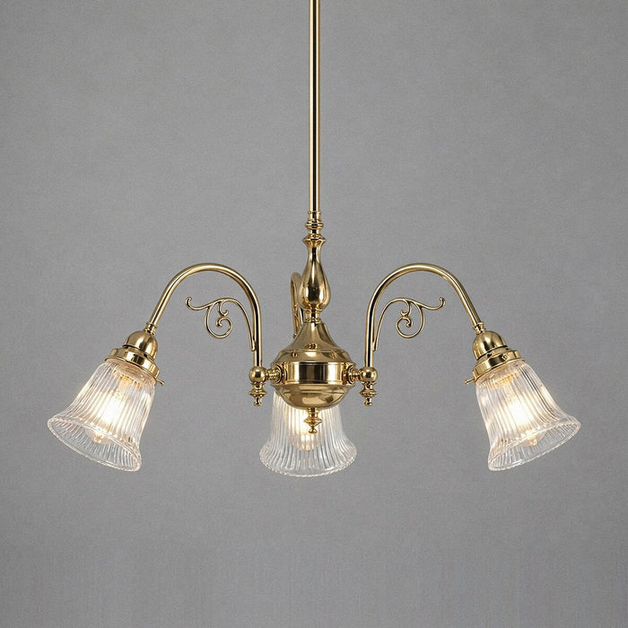Victoriana 3 Light Pendant Light with Zipper Shade Polished Brass & Clear - 3001280
