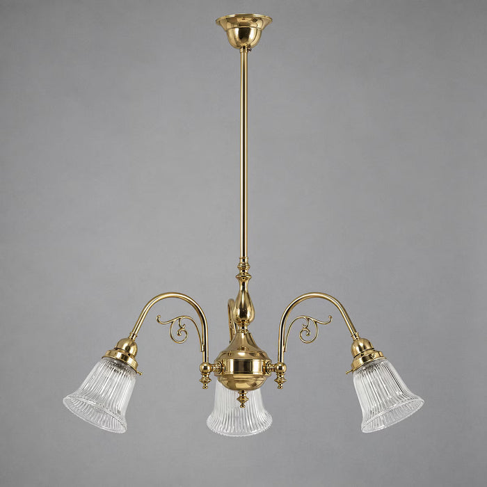 Victoriana 3 Light Pendant Light with Zipper Shade Polished Brass & Clear - 3001280