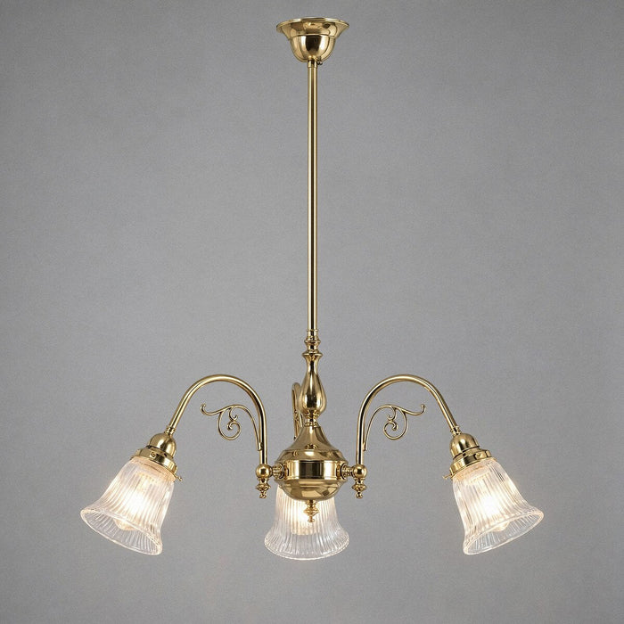 Victoriana 3 Light Pendant Light with Zipper Shade Polished Brass & Clear - 3001280