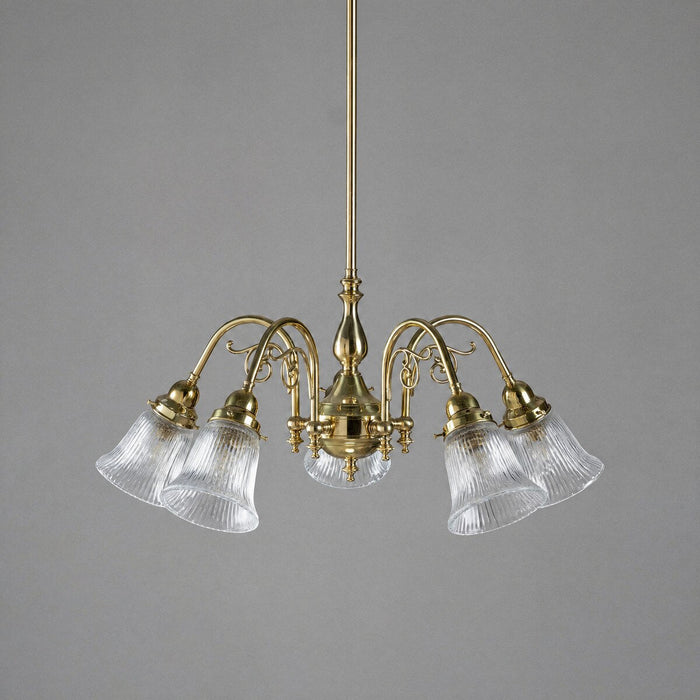 Victoriana 5 Light Pendant Light with Zipper Shade Polished Brass & Clear - 3001281