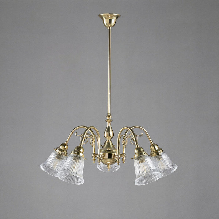 Victoriana 5 Light Pendant Light with Zipper Shade Polished Brass & Clear - 3001281
