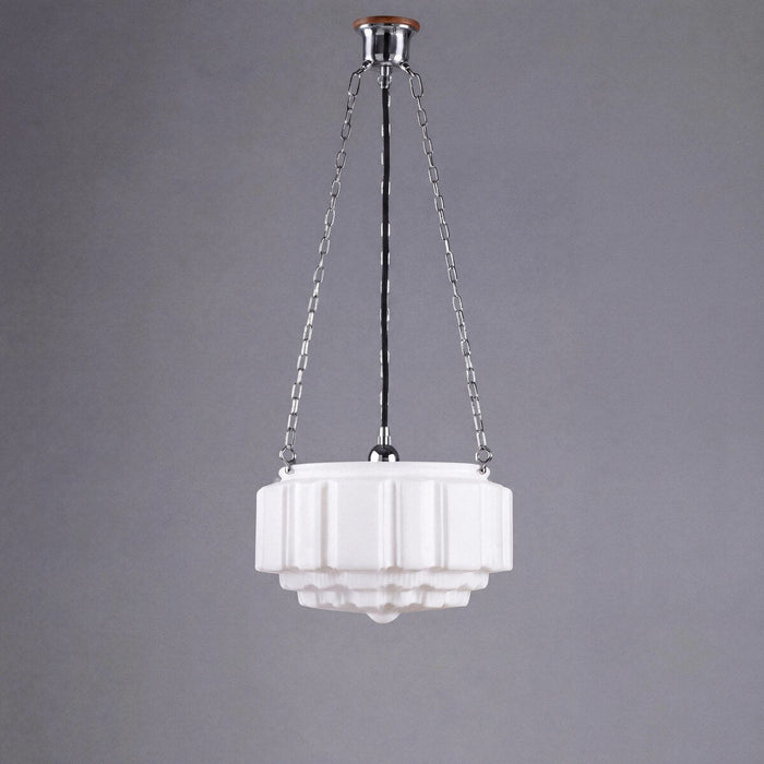 3 Chain Suspension Pendant Chrome With 14" St Kilda Opal Matt Glass - 3010007