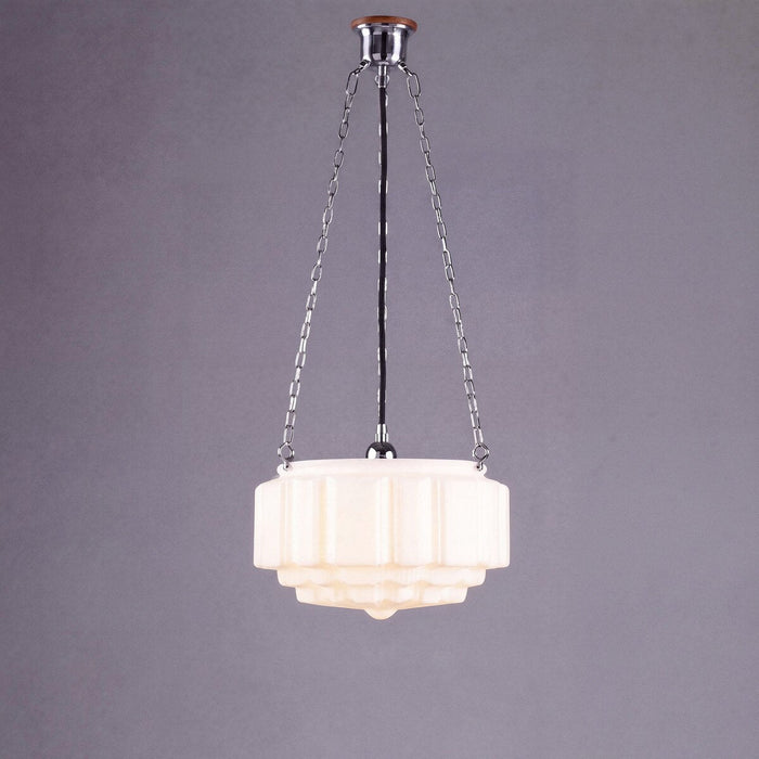 3 Chain Suspension Pendant Chrome With 14" St Kilda Opal Matt Glass - 3010007