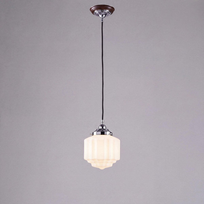 Single Cord Pendant Chrome With 8" St Kilda Opal Matt Glass - 3010078