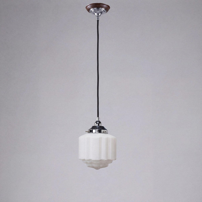 Single Cord Pendant Chrome With 8" St Kilda Opal Matt Glass - 3010078
