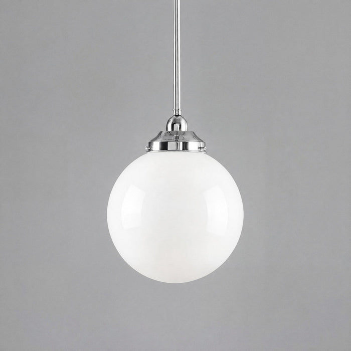 Single Rod Pendant Chrome With 10" Sphere Opal Gloss Glass - 3010170