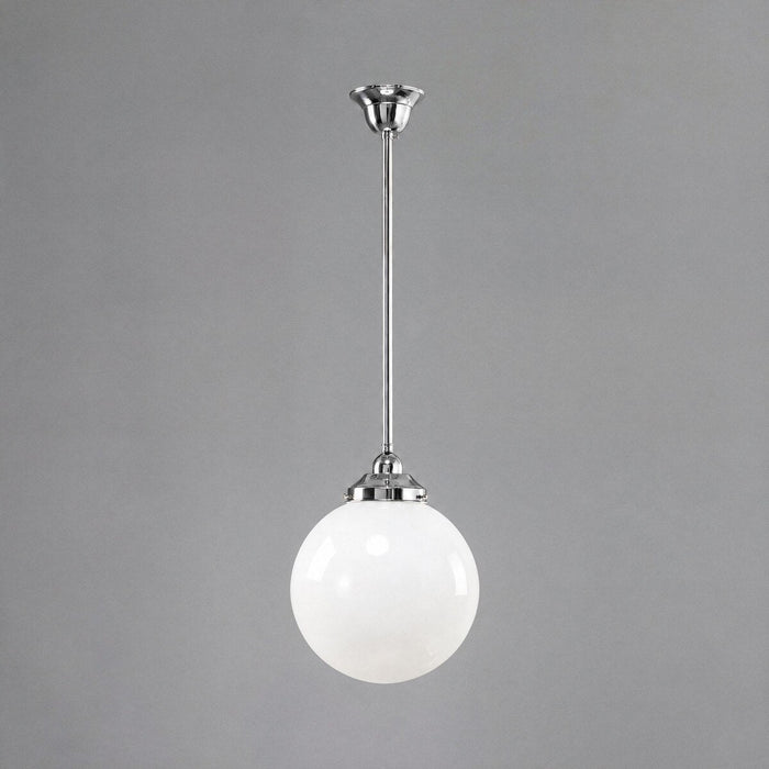 Single Rod Pendant Chrome With 10" Sphere Opal Gloss Glass - 3010170