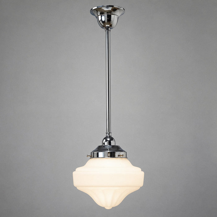 Single Rod Pendant Chrome With 9" Derby Opal Matt Glass - 3010188