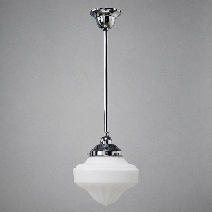 Single Rod Pendant Chrome With 9" Derby Opal Matt Glass - 3010188