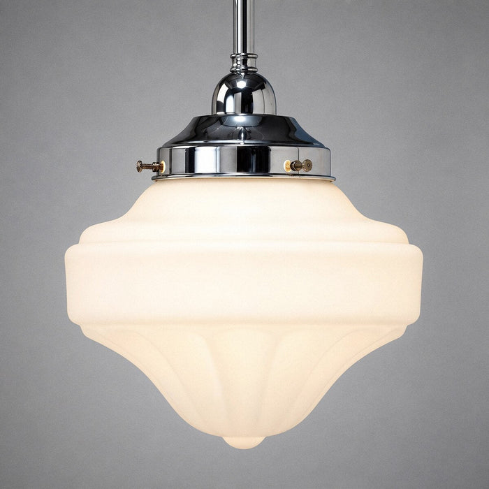 Single Rod Pendant Chrome With 9" Derby Opal Matt Glass - 3010188