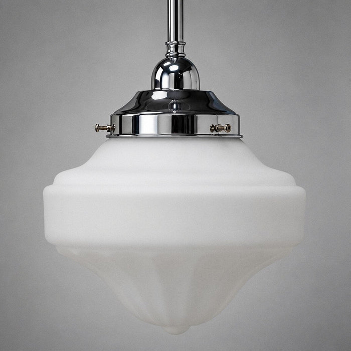 Single Rod Pendant Chrome With 9" Derby Opal Matt Glass - 3010188