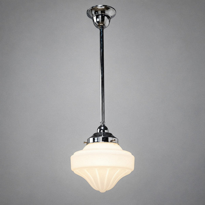Single Rod Pendant Chrome With 9" Derby Opal Matt Glass - 3010188