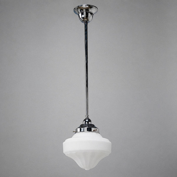 Single Rod Pendant Chrome With 9" Derby Opal Matt Glass - 3010188