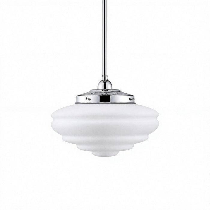Single Rod Pendant Chrome With Chateau Opal Matt Glass - 3010191