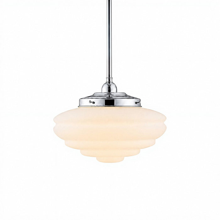 Single Rod Pendant Chrome With Chateau Opal Matt Glass - 3010191
