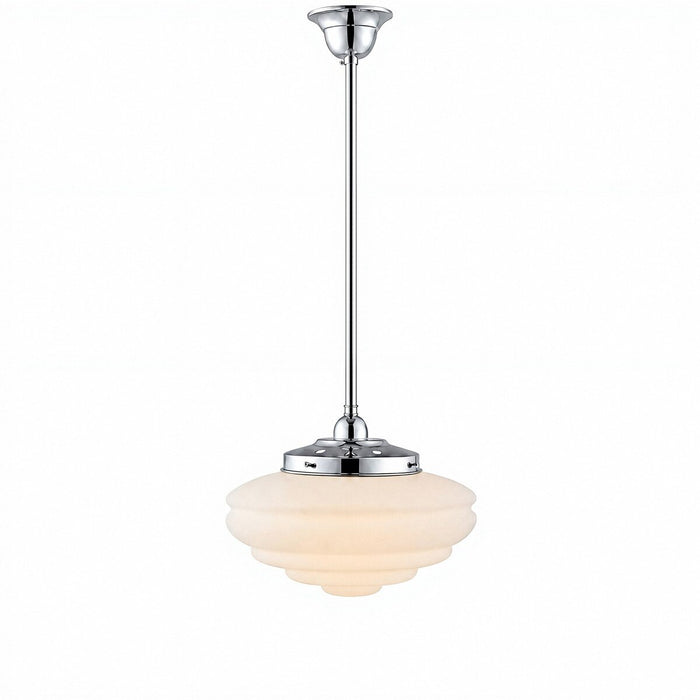 Single Rod Pendant Chrome With Chateau Opal Matt Glass - 3010191