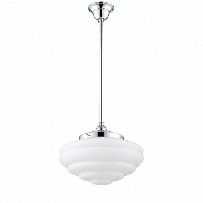 Single Rod Pendant Chrome With Chateau Opal Matt Glass - 3010191