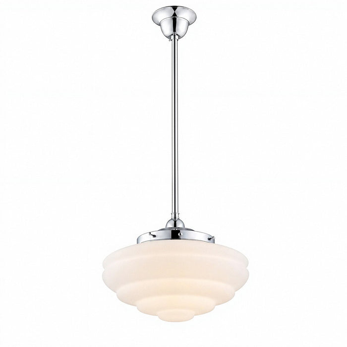 Single Rod Pendant Chrome With Chateau Opal Matt Glass - 3010191
