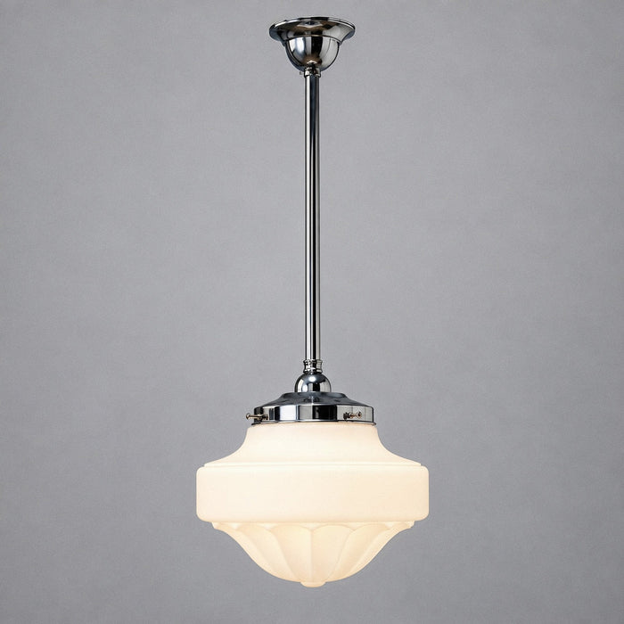 Single Rod Pendant Chrome With 13" Derby Opal Matt Glass - 3010195