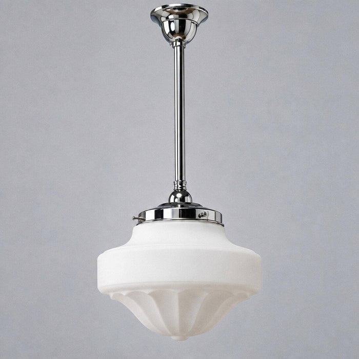 Single Rod Pendant Chrome With 13" Derby Opal Matt Glass - 3010195