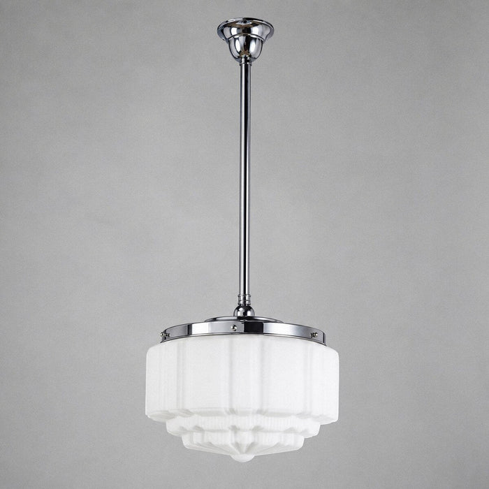 Single Rod Pendant Chrome With 14" St Kilda Opal Matt Glass - 3010199