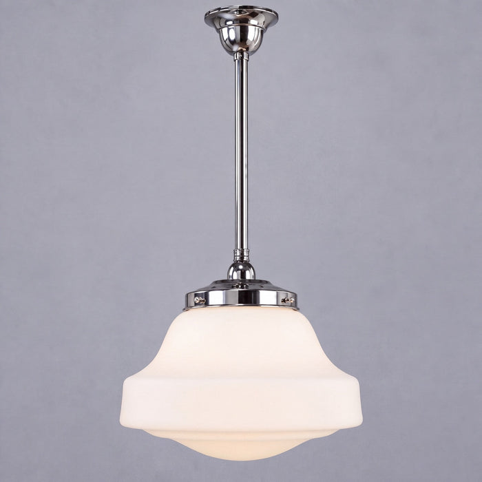 Single Rod Pendant Chrome With Lincoln Schoolhouse Opal Matt Glass - 3010202